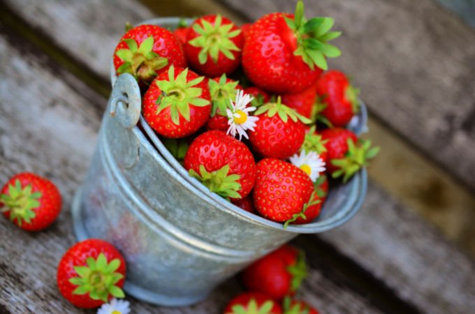 British seasonal food in June strawberries