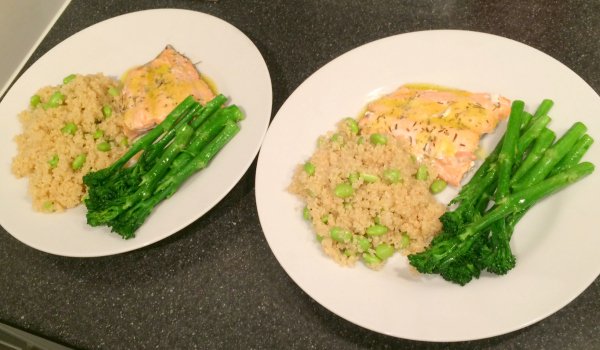 Empty the Storecupboard Challenge 2016 Week 8 edamame quinoa with salmon broccoli Penny Golightly