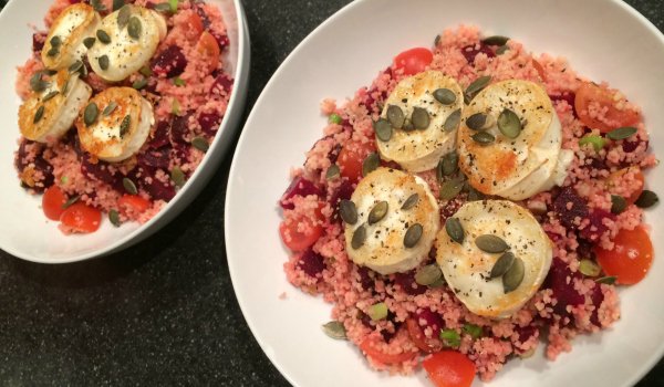Empty the Storecupboard Challenge cous cous beetroot goat cheese salad Penny Golightly