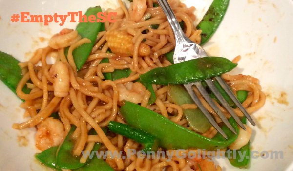 Empty the Storecupboard Challenge Week 1 Chinese curry noodles prawns Penny Golightly